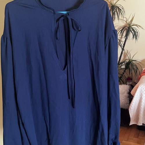 Women's oversized blouse dark blue with boxnow and puff sleeves new
