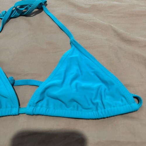 Bikini top triangle turquoise tied S-M like new