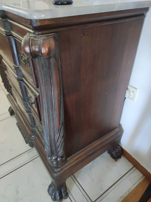 Vintage solid wood dresser with marble top, classic French style