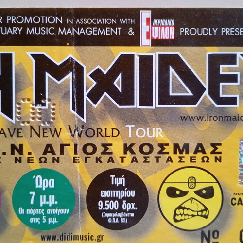 Iron Maiden collectible concert ticket 2000 used, gift 2 cassettes