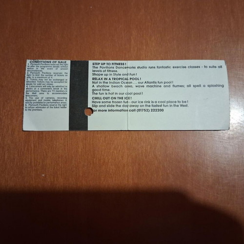 Deep Purple Plymouth Pavilions 1996 ticket used