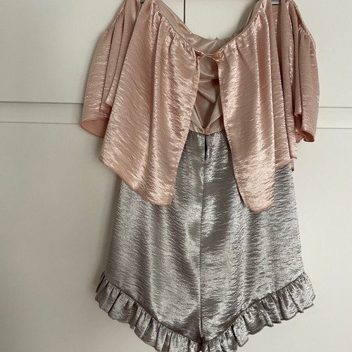 BSB metallic one-piece romper used, grey and pink