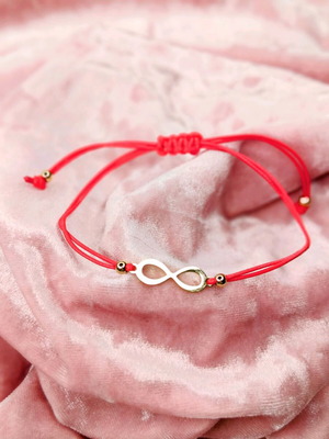 Traditional Martaki Bracelet with Infinity Symbol, Waxed Cord, Stainless Steel, New