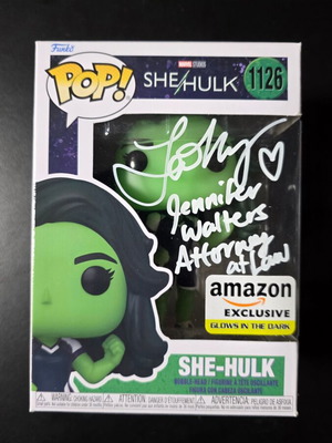 Funko Pop She-Hulk 1126 Amazon Exclusive signed by Tatiana Maslany, like new