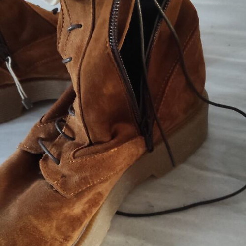 Italian leather ankle boots new camel with fur lining