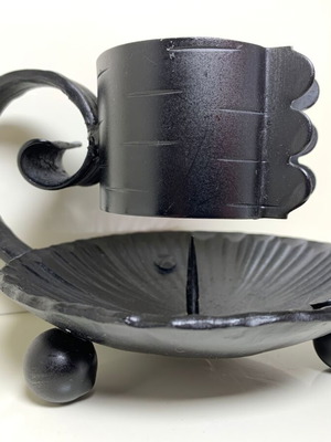 Метален свещник употребяван средновековен стил черен цвят