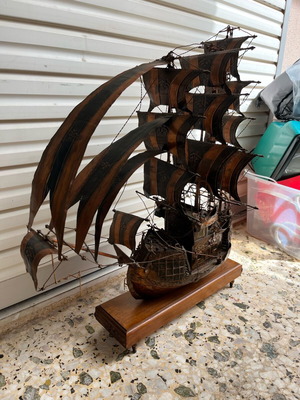 Vintage handmade brass ship large decorative new