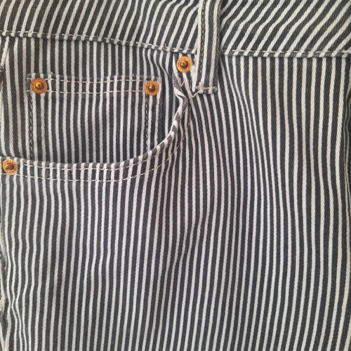Cropped denim stripped jeans Pull & Bear size L 40 like new, black and white
