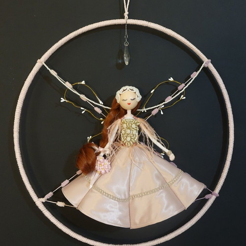 Pink fairy decorative composition new with metal frame