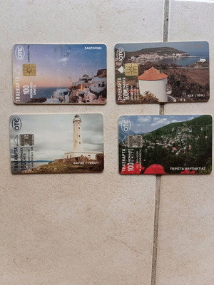 Phone cards used, pack of 4, 1 euro each