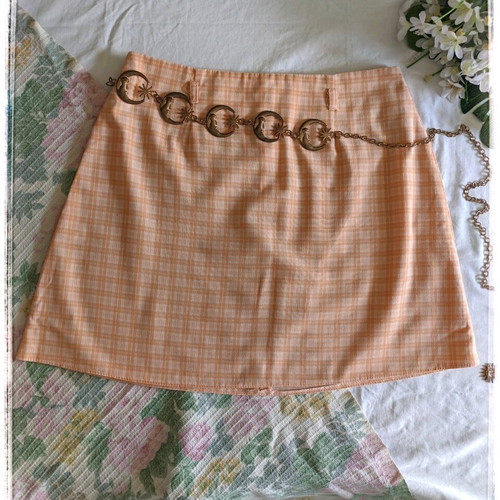Clockhouse plaid mini skirt orange used, size 36