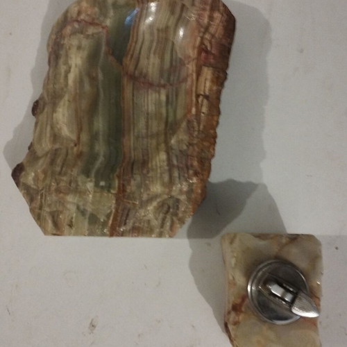 Onyx ashtray and lighter like new, handmade Italy 70s