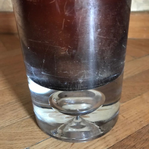 Glass vase brown used, retro table decoration