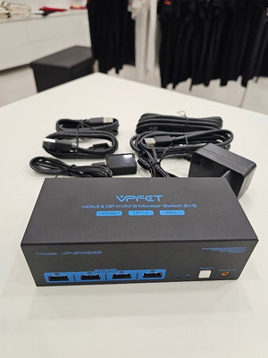 VPFET VP-SW232 8K KVM Switch νέο για 2 υπολογιστές και 3 οθόνες με HDMI 2.1 και DisplayPort 1.4