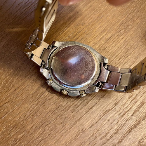 Dinuo Chronometer men's watch used, silver metal bracelet, sport design