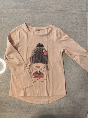 Kiabi long-sleeve blouse like new, beige and pink, size 110 cm, age 4-5