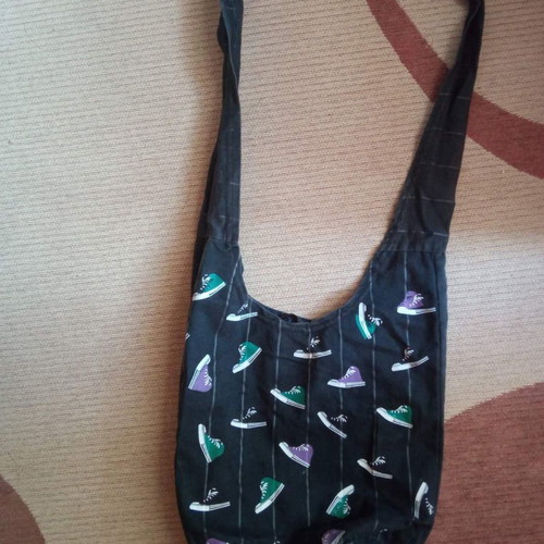 Crossbody bag used with patterned fabric