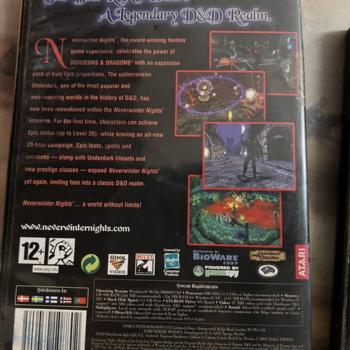 Neverwinter Nights PC game pack used, Shadows of Undrentide, Hordes of the Underdark, NWN 2