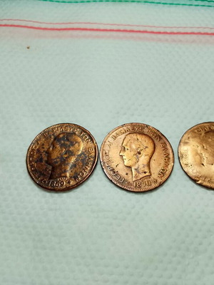 Νομίσματα 5 λεπτά μεταχειρισμένα, πακέτο 3, 2x1869 και 1x1870