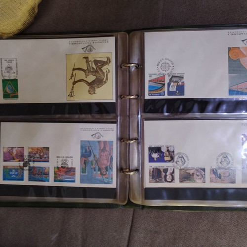 Album with 37 Greek First Day Covers like new, green leather