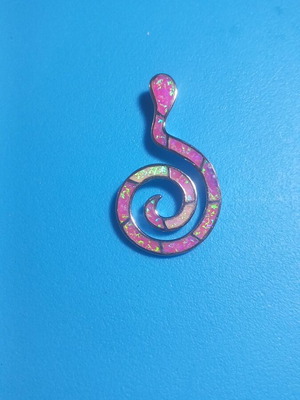 Silver 925 pendant with pink opalina, new