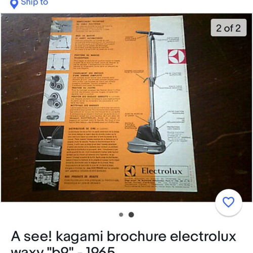 Electrolux B9 floor polisher used, vintage 50’s