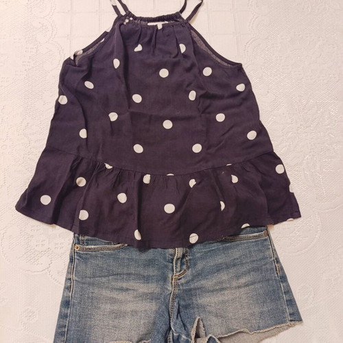 Blue set blouse and shorts Old Navy and Zara like new, age 8-9