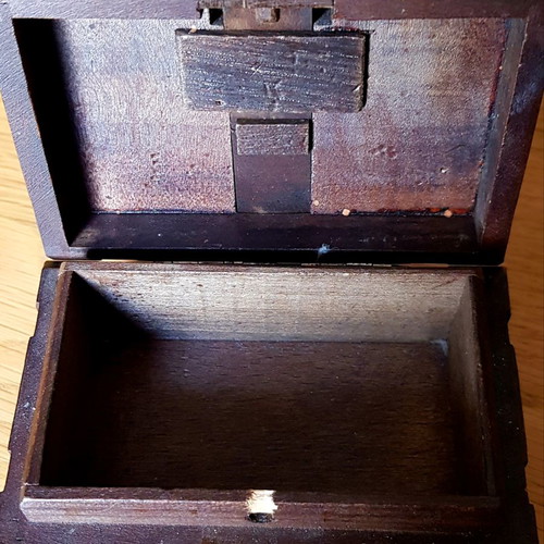Wooden carved antique box Swiss 1940