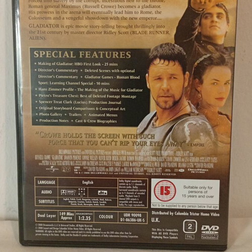 Gladiator DVD like new with subtitles