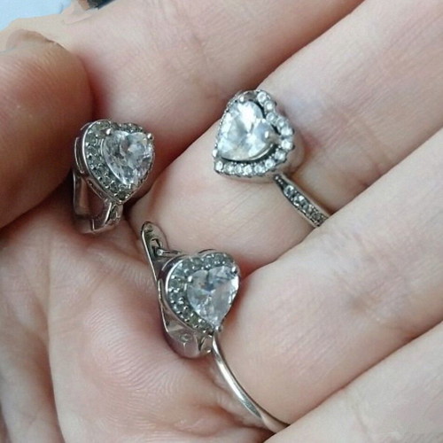 Engagement silver jewelry set Promise used with AAA zirconia