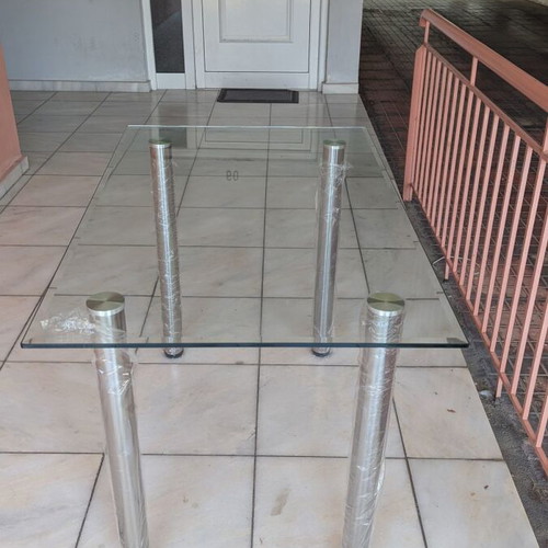 Glass table with metal legs new