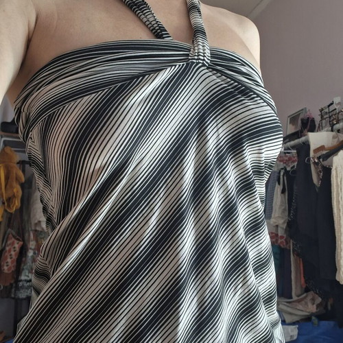 Bershka top black and white stripes S/M