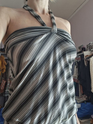 Bershka top black and white stripes S/M