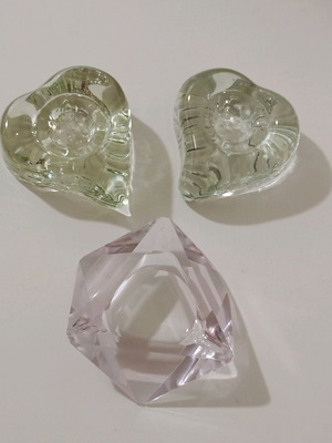 Crystal candlesticks used, set of 3 pieces Costa Boda and Geometria