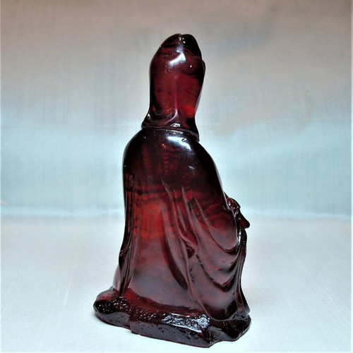 Amber Guanyin KuanYin Ruyi Buddha used, 19th century