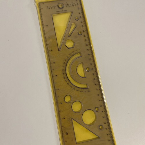 Ruler with shapes like new, 30cm for shape drawing