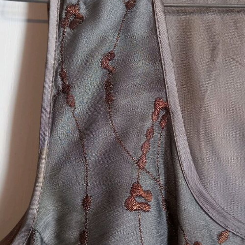 Dress like new, gray with silver and pink gold embroidery, size L