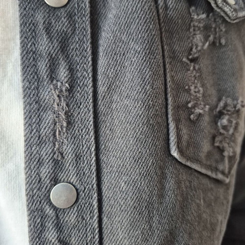 Zara Man Distressed Denim Shirt Relaxed Fit Size S like new