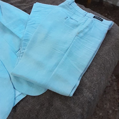 Berto Lucci men's light blue linen suit size M used