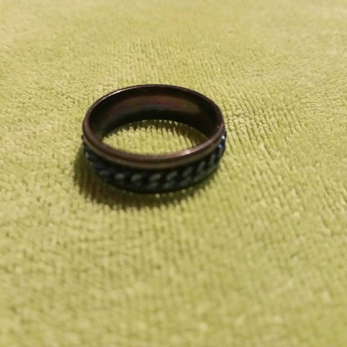 Men's modern ring used, steel with blue chain detail