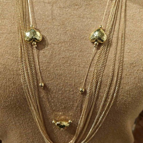 Jewelry set new, gold-colored necklace and earrings