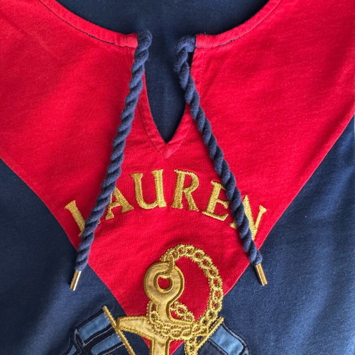 Polo Ralph Lauren shirt blue red with embroidery and cord size large like new
