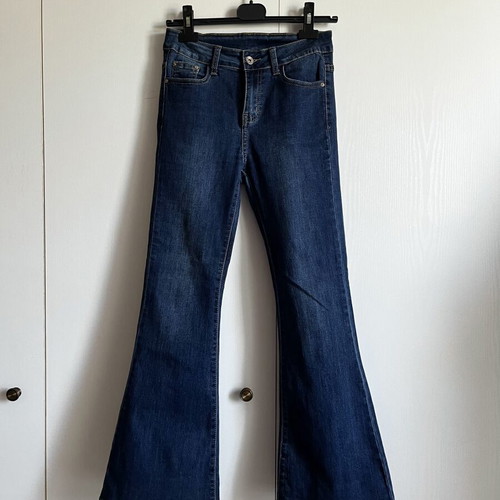 Y2K Flared Jeans used, Chic Bonbon Paris, size S/XS, blue turquoise
