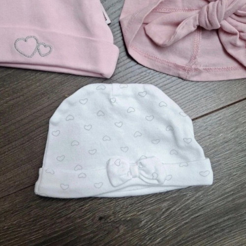Set of newborn baby girl hats 0-3 months