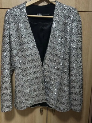 Zara jacket with sequins new, size XS, black and gray