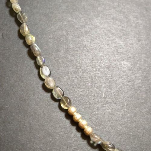 Handmade necklace with silver elements and labradorites like new, 65.5 cm