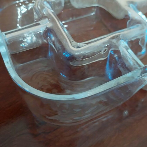 Square minimal serving platter with 5 deep sections, thick glass 25x25 new