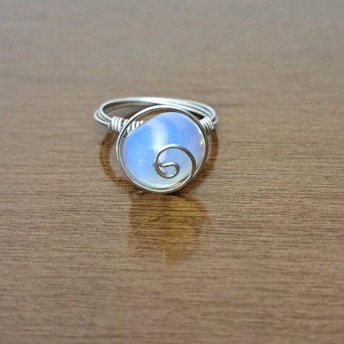 Opalite Ring with Silver Wire Handmade, Like New