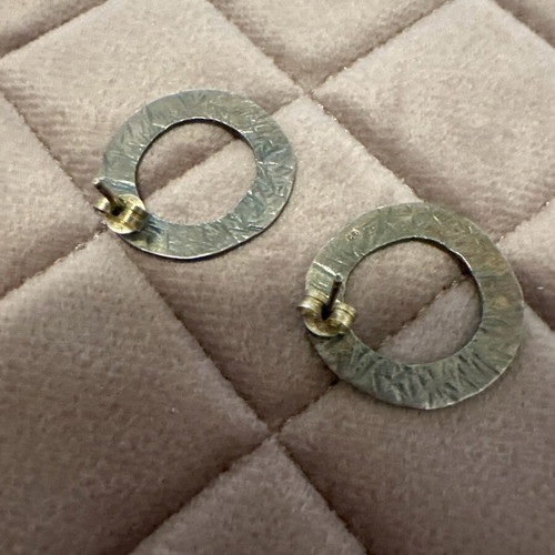Handmade silver earrings like new, diameter 2.4 cm