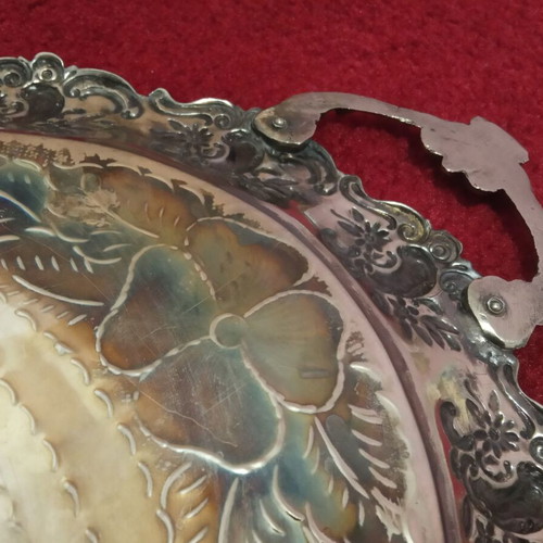 Handmade tray used with embossed floral design 50x31 cm